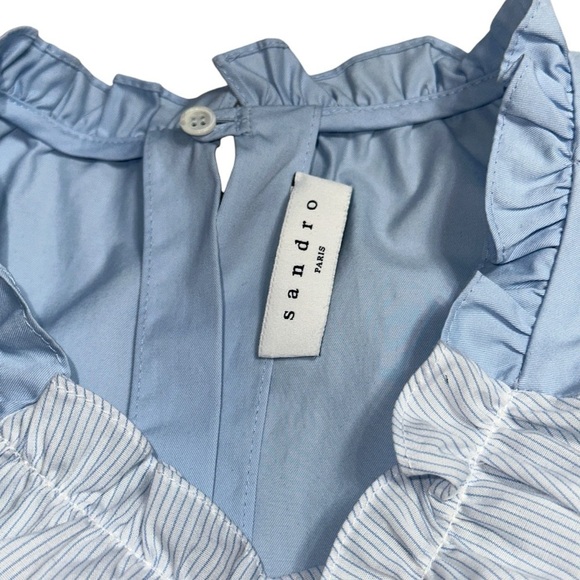 Sandro Rosalyn Colorblock Light Blue Short Sleeve Romper Women’s S - Picture 5 of 9